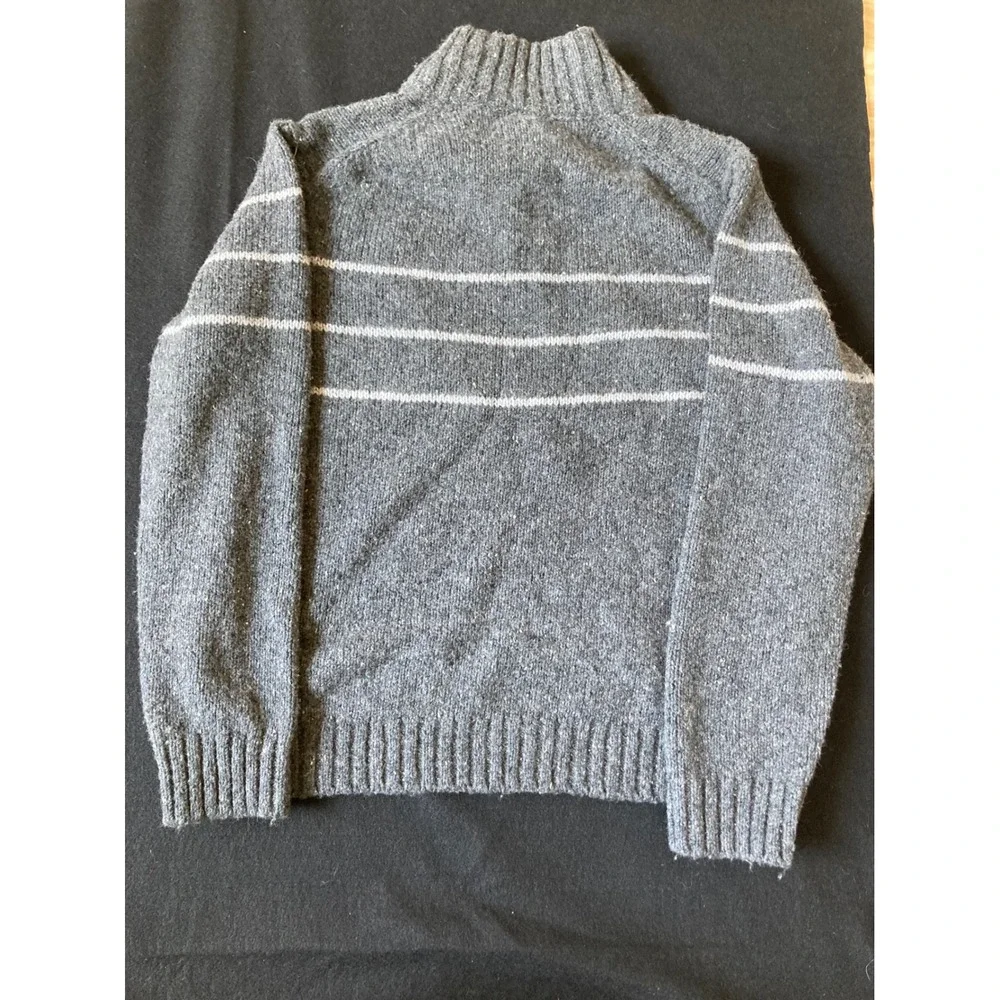 Banana Republic Mens XL Gray Wool‎ Silk Blend Striped Donegal Mock Neck Sweater